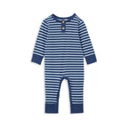 Henley Romper - Indigo Stripe