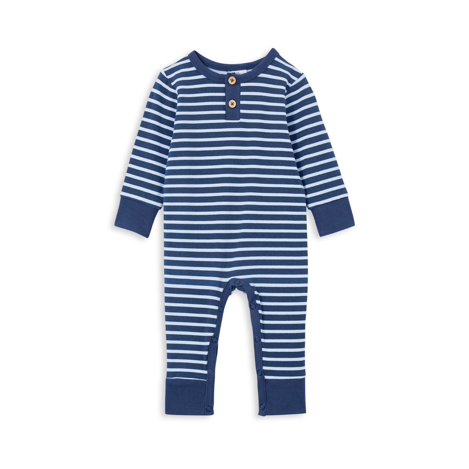 Henley Romper - Indigo Stripe
