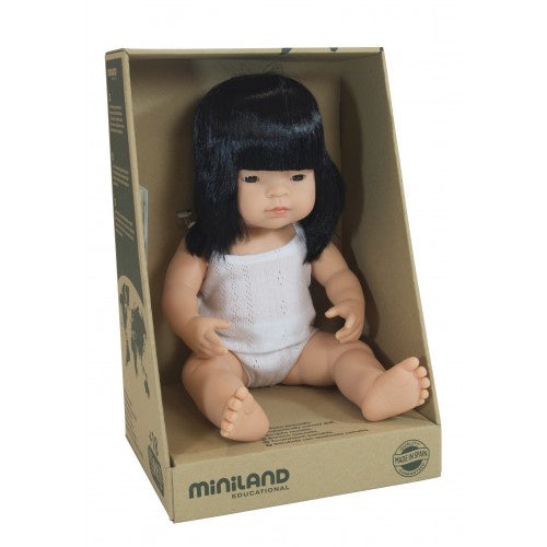 Miniland Anatomically Correct Baby Doll Asian Girl, 38 cm