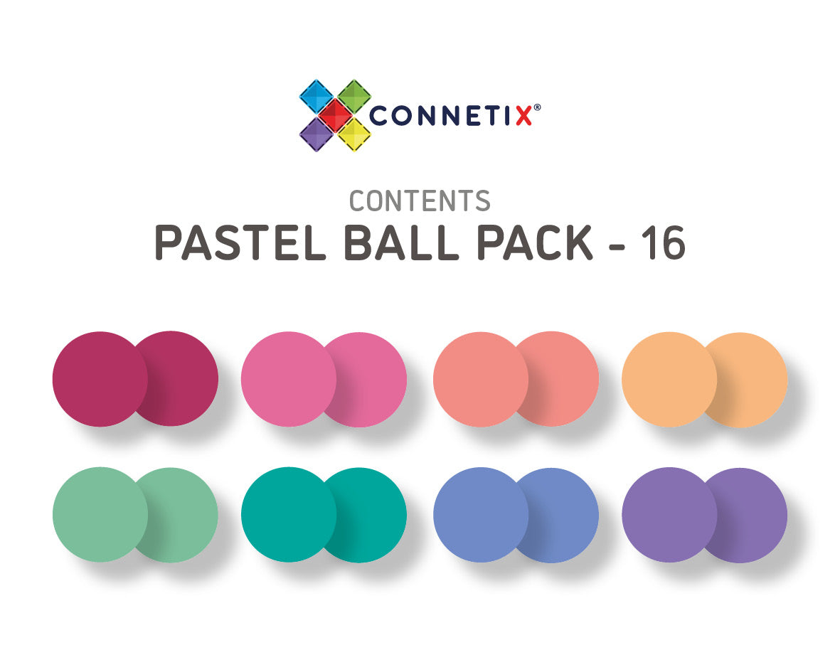 Connetix Tiles - 16 Piece Replacement Ball Pack | Pastel