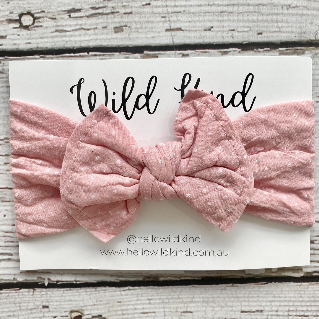 Wild Kind Mabel Dotty Wide Bow Headband - Pink