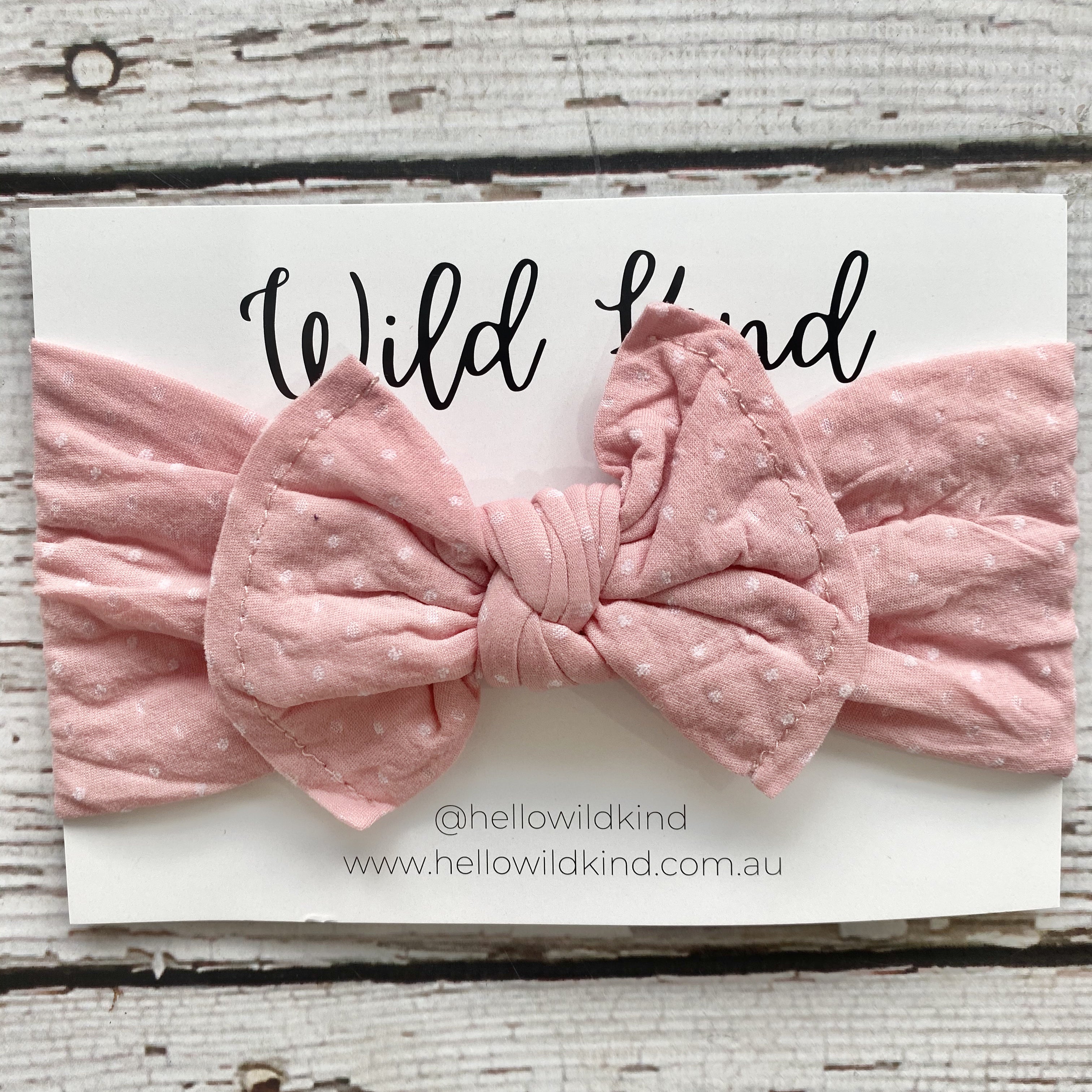 Mabel Dotty Wide Bow Headband - Pink