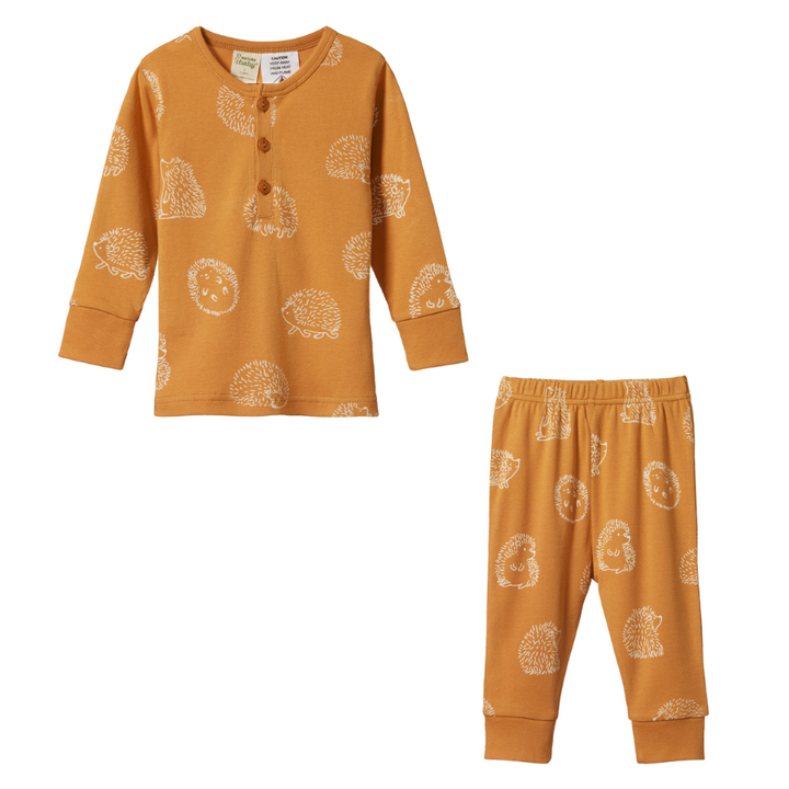 Nature Baby Long Sleeve Pyjamas 2pc - Happy Hedgehog Sleepwear Print