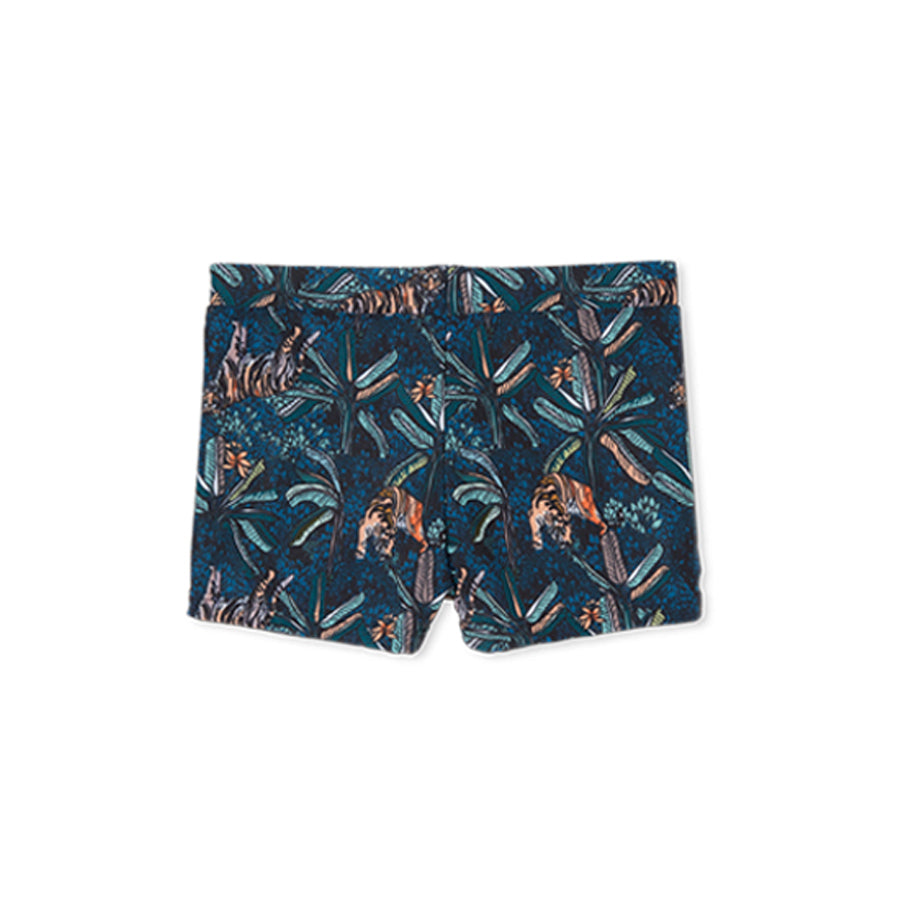 Milky Tiger Palm Swim Short - Hunter Green