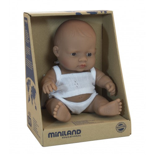 Miniland Anatomically Correct Baby Doll Hispanic Boy, 21 cm