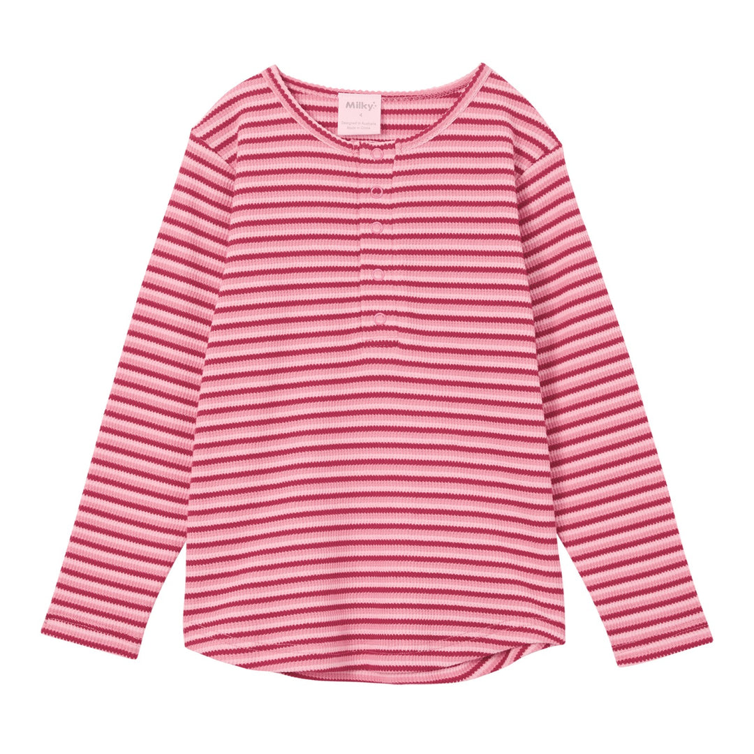 Milky Waffle Henley - Stripe