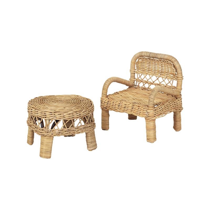 Doll Chair and Table - Rattan