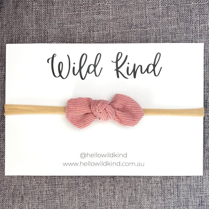 Wild Kind Ida Small Cord Bow - Dusty Pink