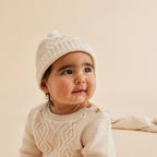 Knitted Cable Hat - Sand Melange