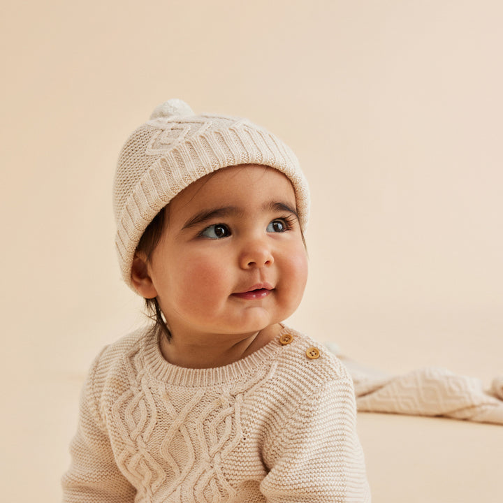 Wilson and Frenchy Knitted Cable Hat - Sand Melange