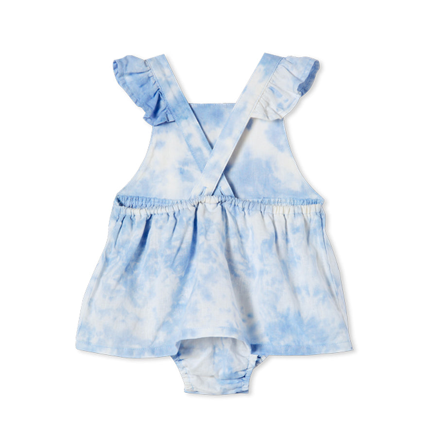 Milky Tie Dye Baby Dress - Baby Blue