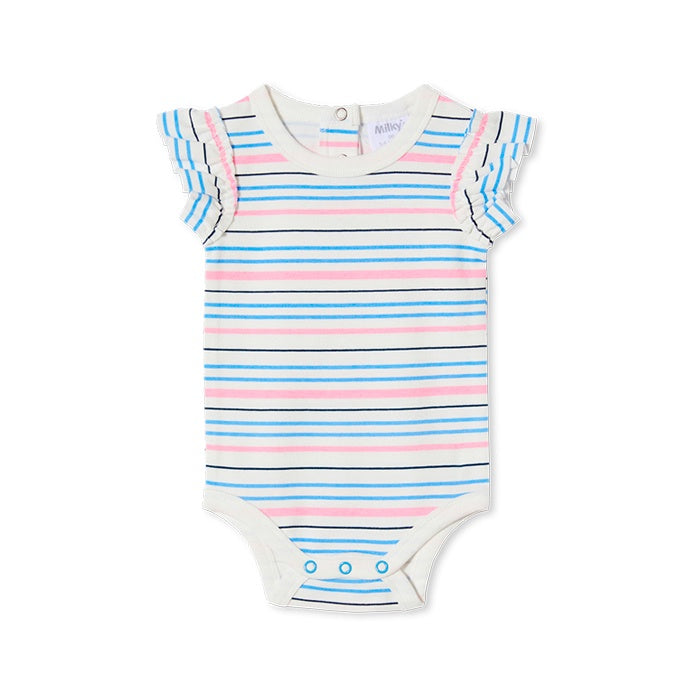 Milky Baby Stripe Rib Bubbysuit