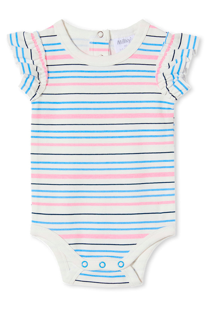 Milky Baby Stripe Rib Bubbysuit