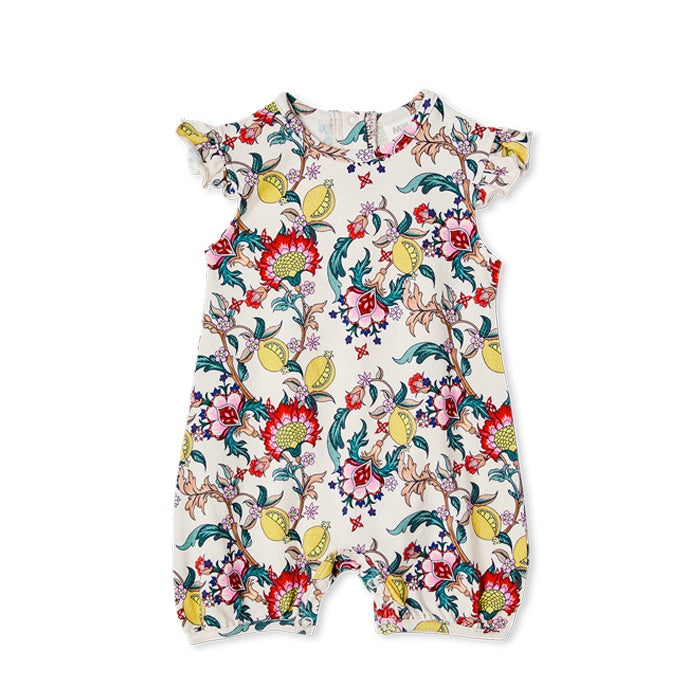 Milky Citrus Floral Romper - Off White