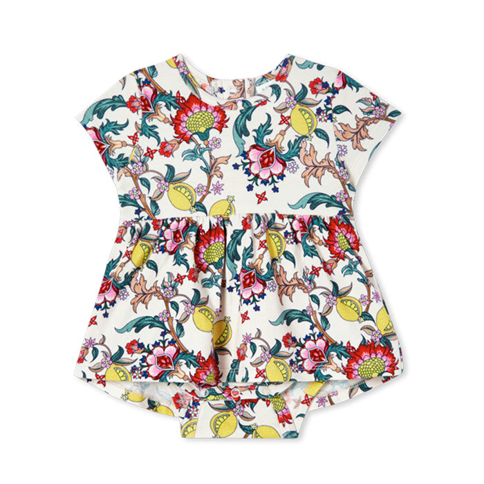 Milky Citrus Floral Baby Dress - Off White