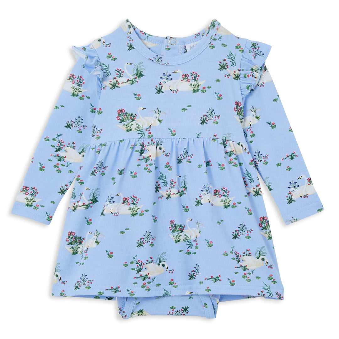 Milky Frill Baby Dress - Swans