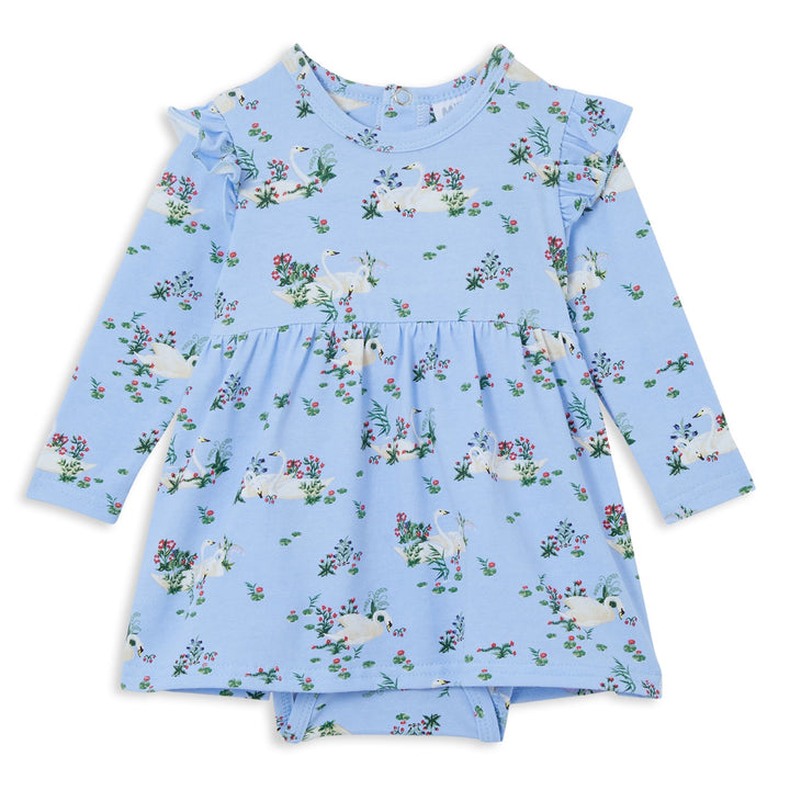 Milky Frill Baby Dress - Swans