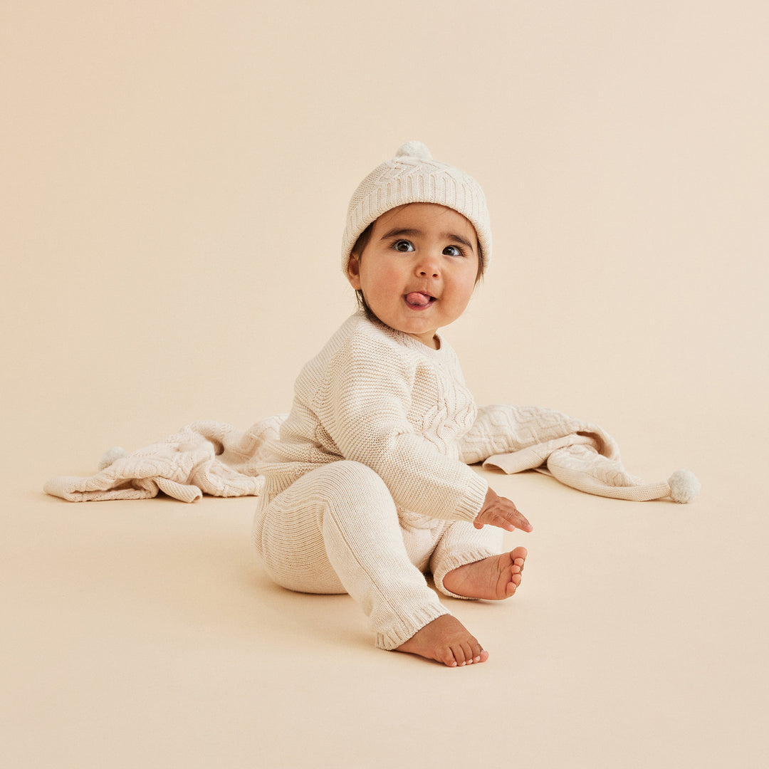 Wilson and Frenchy Knitted Cable Hat - Sand Melange