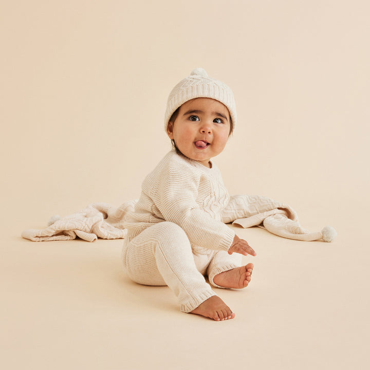 Wilson and Frenchy Knitted Cable Hat - Sand Melange