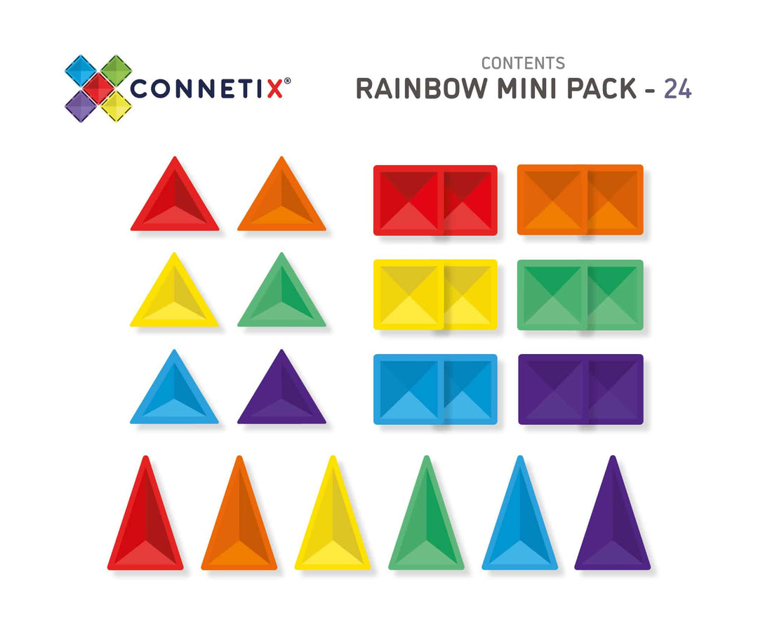 Connetix Tiles - 24 Piece Mini Pack | Rainbow