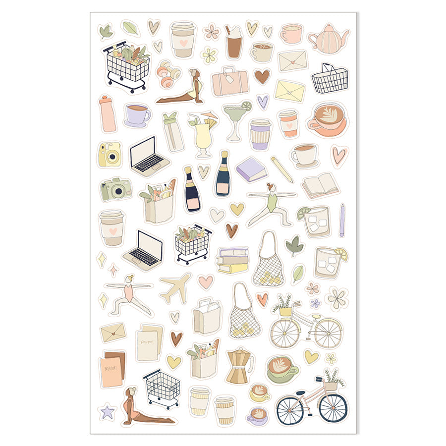 Illustrated Stickers Set | Daily Life | 2 Sheets