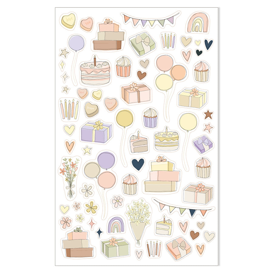 Illustrated Stickers Set | Celebrations + Holidays | 2 Sheets