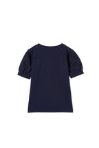 Milky Baby Navy Broderie Sleeve Tee
