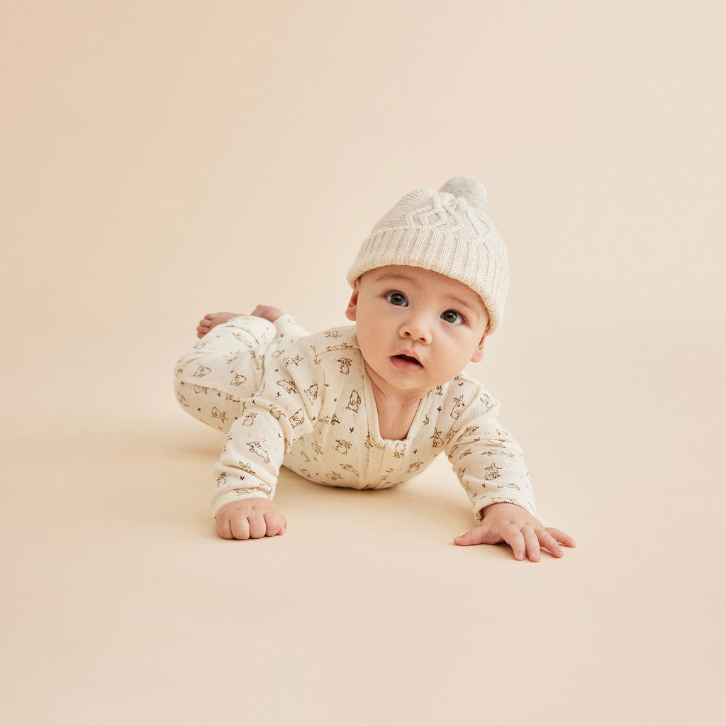 Knitted Cable Hat - Sand Melange