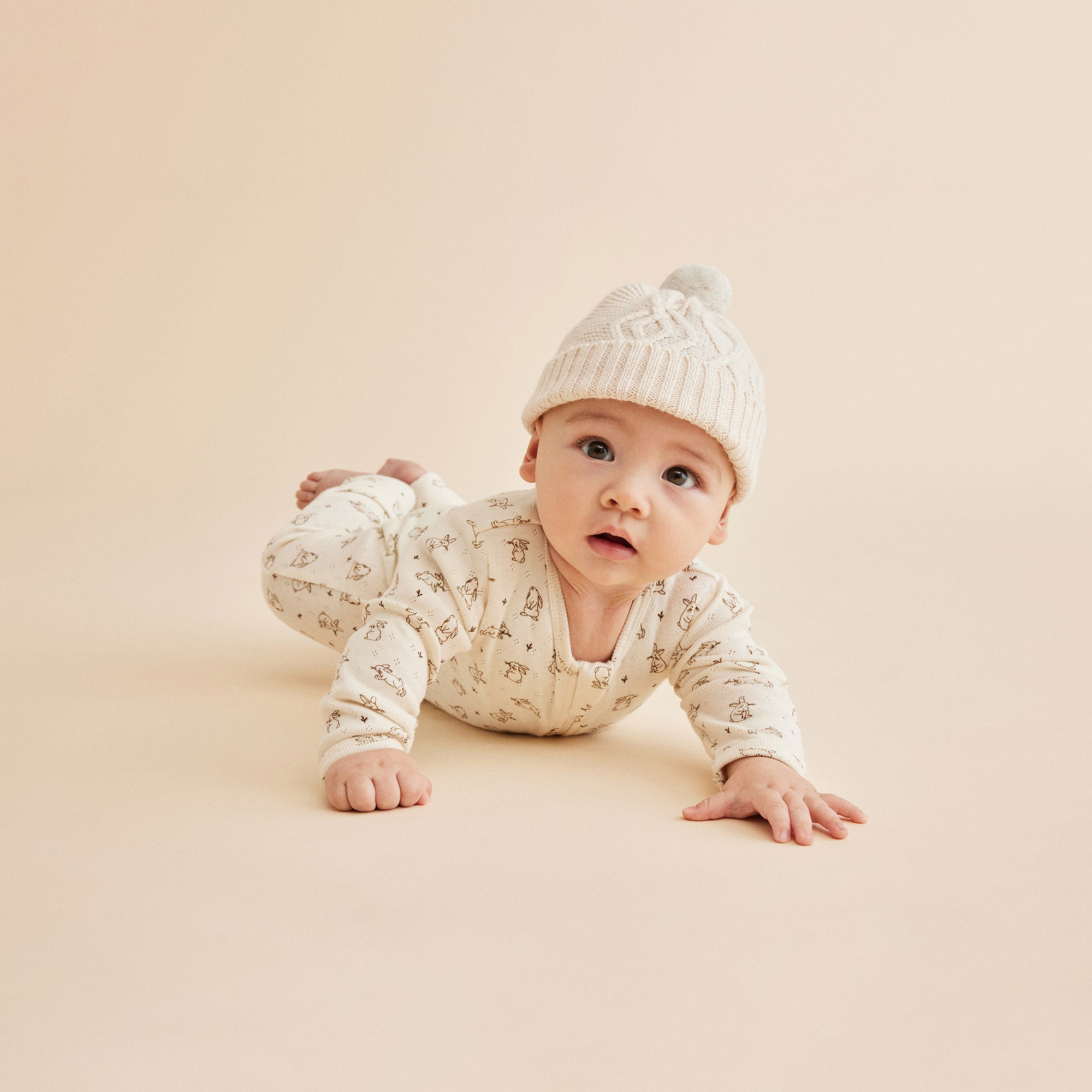 Knitted Cable Hat - Sand Melange