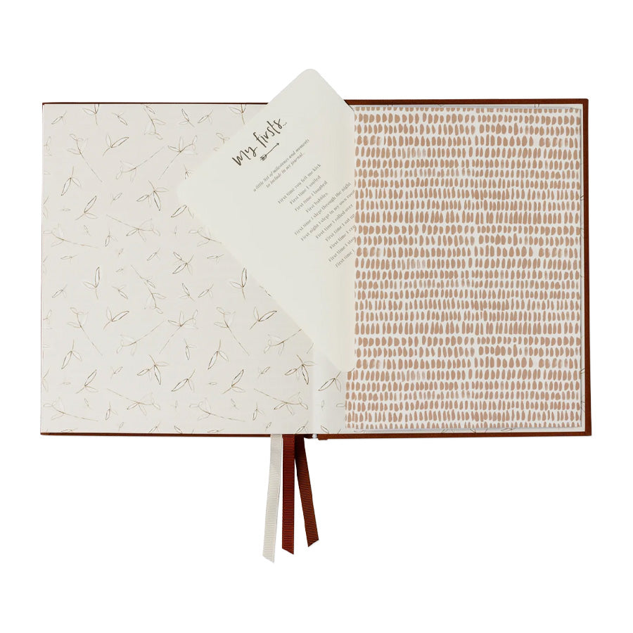 Boxed Linen Cover Luxe Baby Journal - Pecan