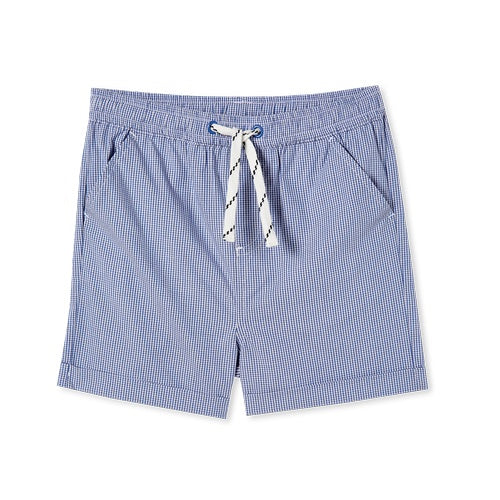 Milky Check Short - Indigo/White