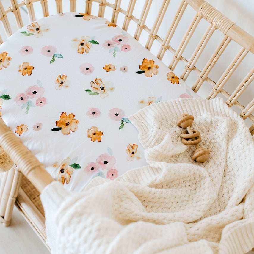 Snuggle Hunny Bassinet Sheet/Change Pad Cover - Poppy