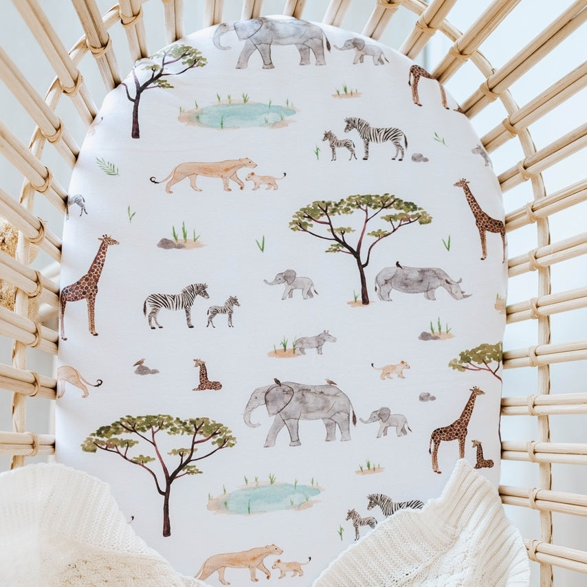 Snuggle Hunny Bassinet Sheet/Change Pad Cover - Safari