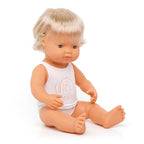 Miniland Anatomically Correct Baby Doll Caucasian Girl with Hearing Implant, 38 cm