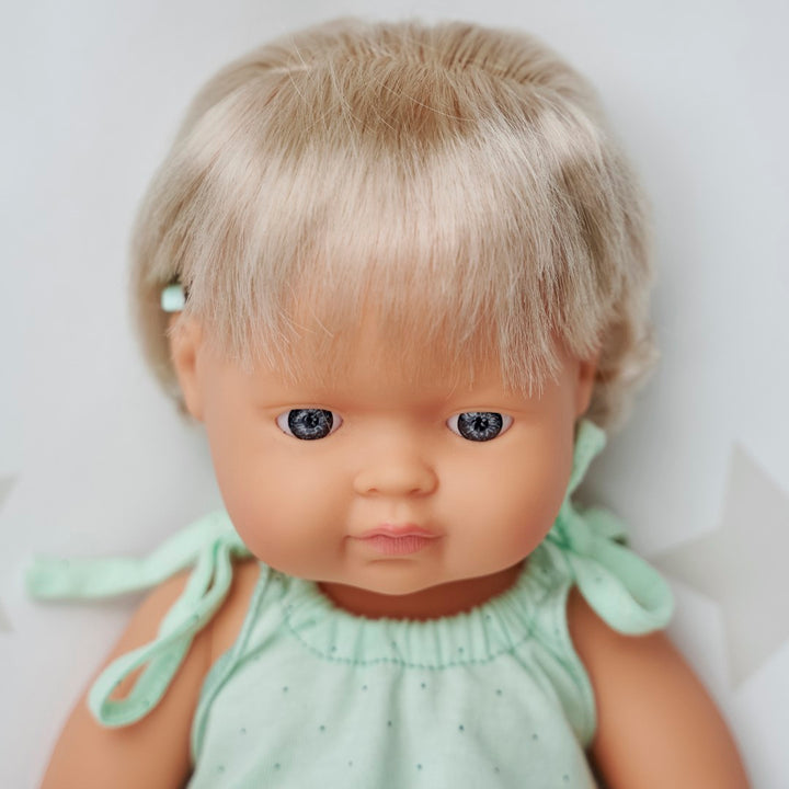 Miniland Anatomically Correct Baby Doll Caucasian Girl with Hearing Implant, 38 cm