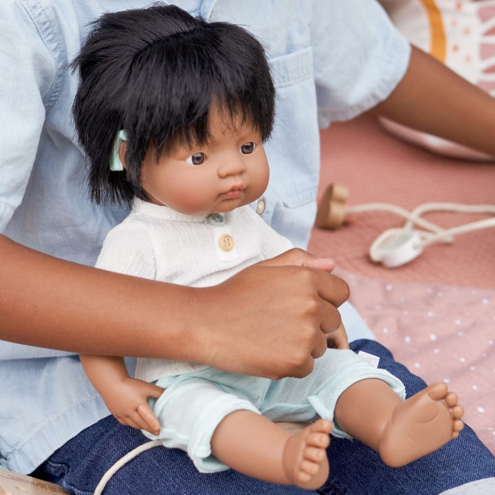 Miniland Anatomically Correct Baby Doll Latin American Boy with Hearing Implant, 38 cm