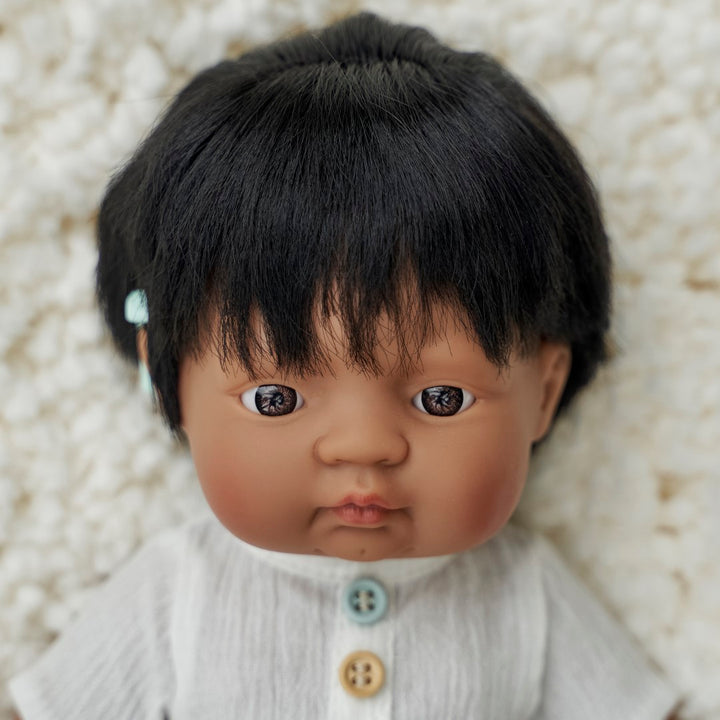 Miniland Anatomically Correct Baby Doll Latin American Boy with Hearing Implant, 38 cm