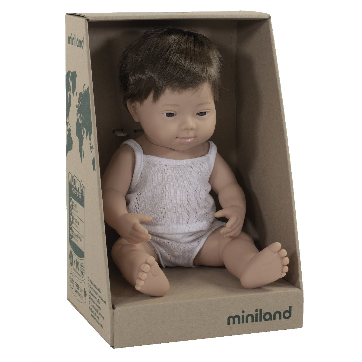 Miniland Anatomically Correct Baby Doll Caucasian Down Syndrome Boy, 38 cm