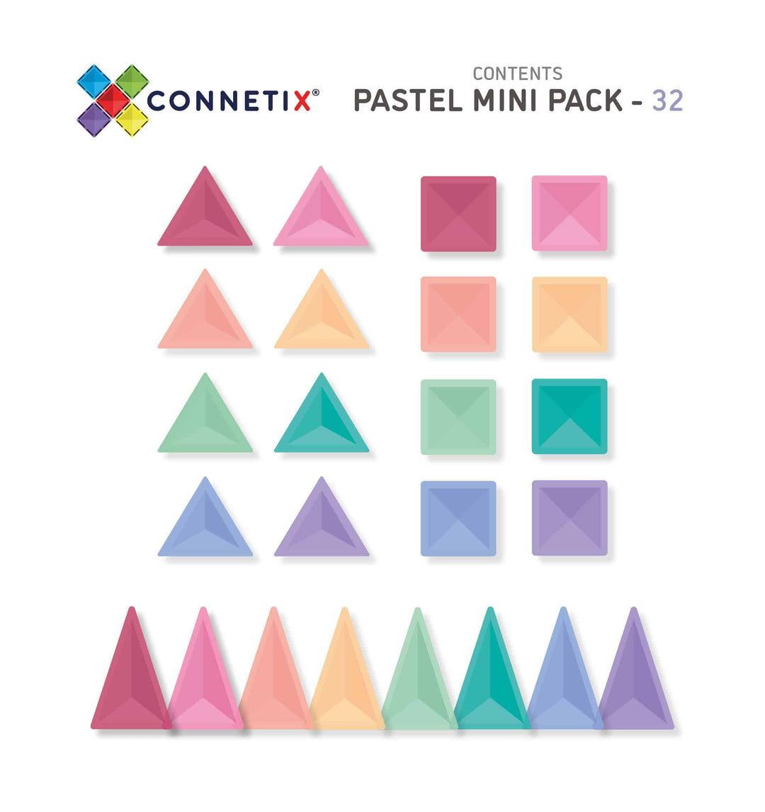 Connetix Tiles - 32 Piece Mini Pack | Pastel