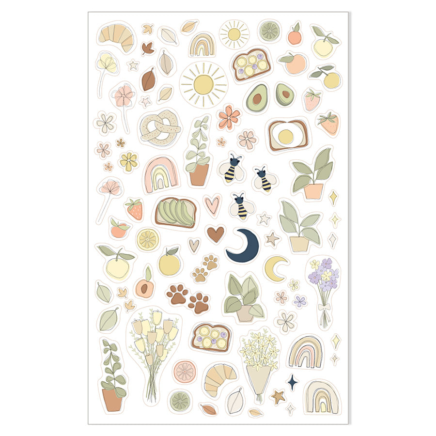 Illustrated Stickers Set | Daily Life | 2 Sheets