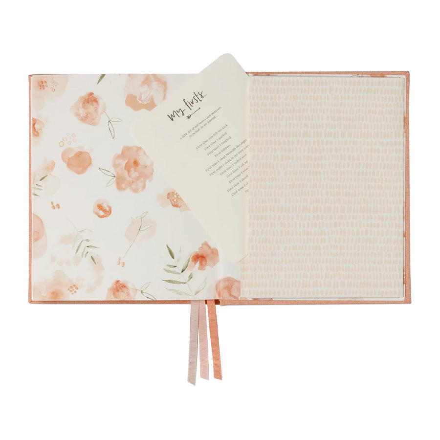 Boxed Linen Cover Luxe Baby Journal - Petal