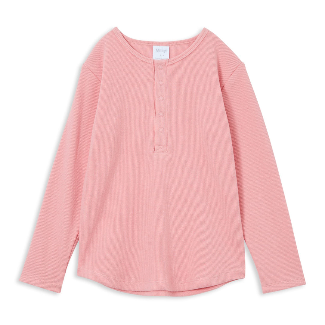 Milky Rib Henley - Rose