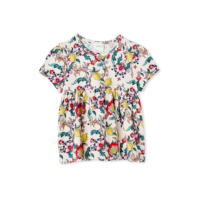 Milky Citrus Floral Tee - Off White