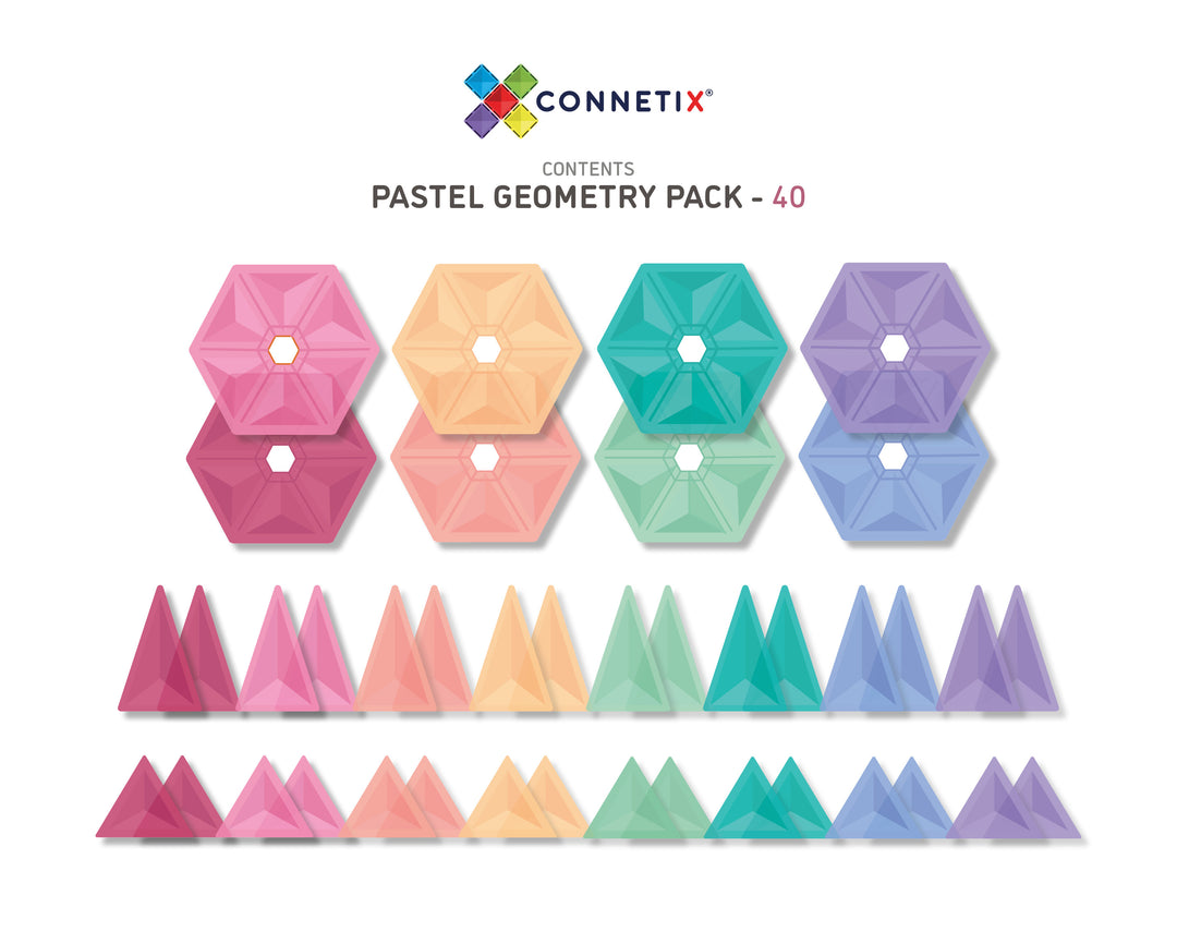 Connetix Tiles - 40 Piece Geometry Set | Pastel