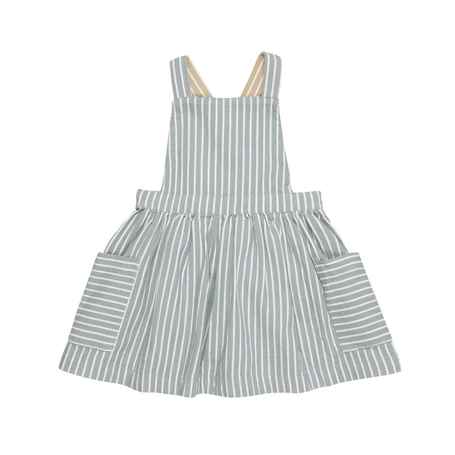 Huxbaby Stripe Reversible Pinafore - Teal + Biscuit