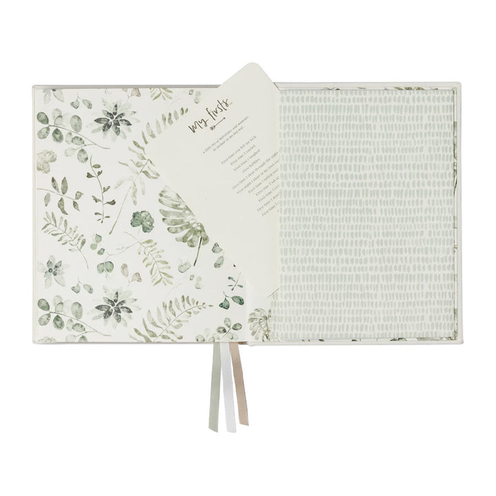 Emma Kate Co. Boxed Linen Cover Luxe Baby Journal - Sage Green