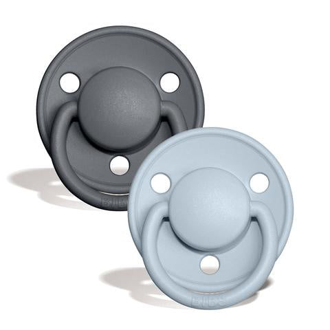 Bibs Pacifier 2 Pack De Lux - Silicone - Iron/Baby Blue
