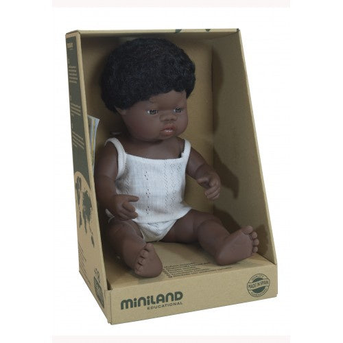 Miniland Anatomically Correct Baby Doll African Boy, 38 cm