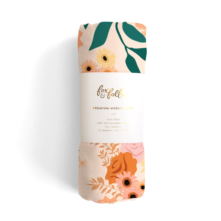 Fox & Fallow Organic Muslin Wrap - Rose Garden