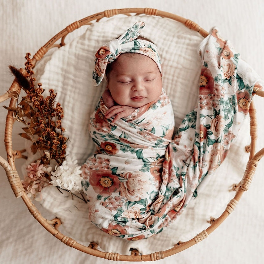 Snuggle Hunny Baby Jersey Wrap & Topknot Set - Florence